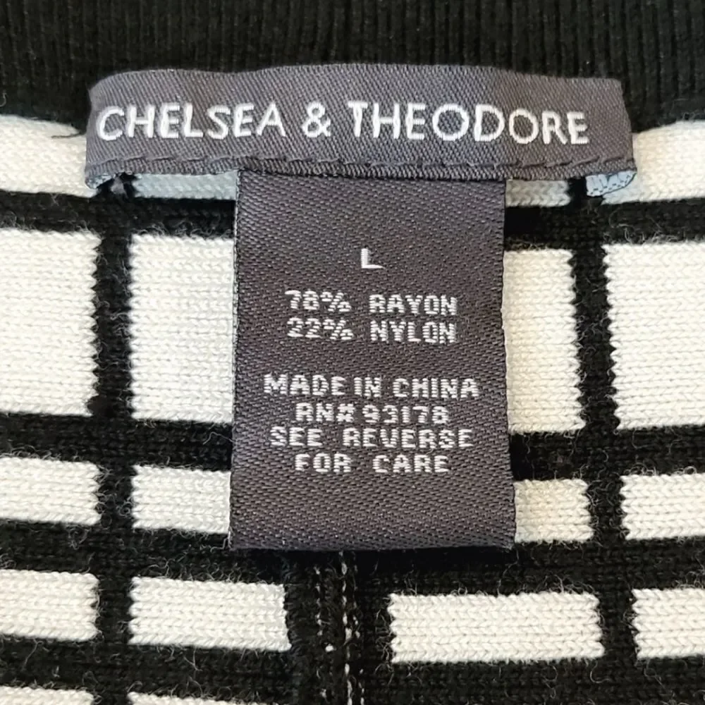 Chelsea & Theodore Black & White High-Waisted Flaired A-Line Skater Skirt Size L